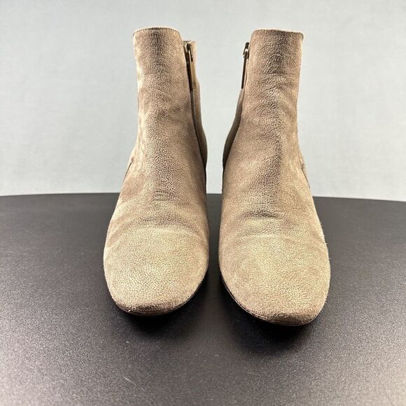 Aquatalia Faylynn Ankle Boot Womens 8 Taupe Pebbled Suede Booties Made in Italy - Picture 3 of 15